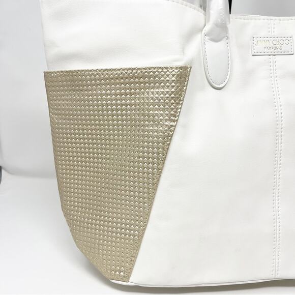 Jimmy Choo White and Gold Tote Bag Purse - Picture 5 of 6